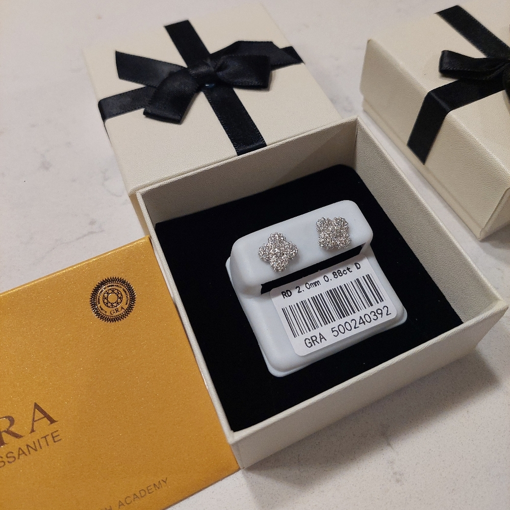 Clover VVS1 Flawless Moissanite Diamonx Earrings